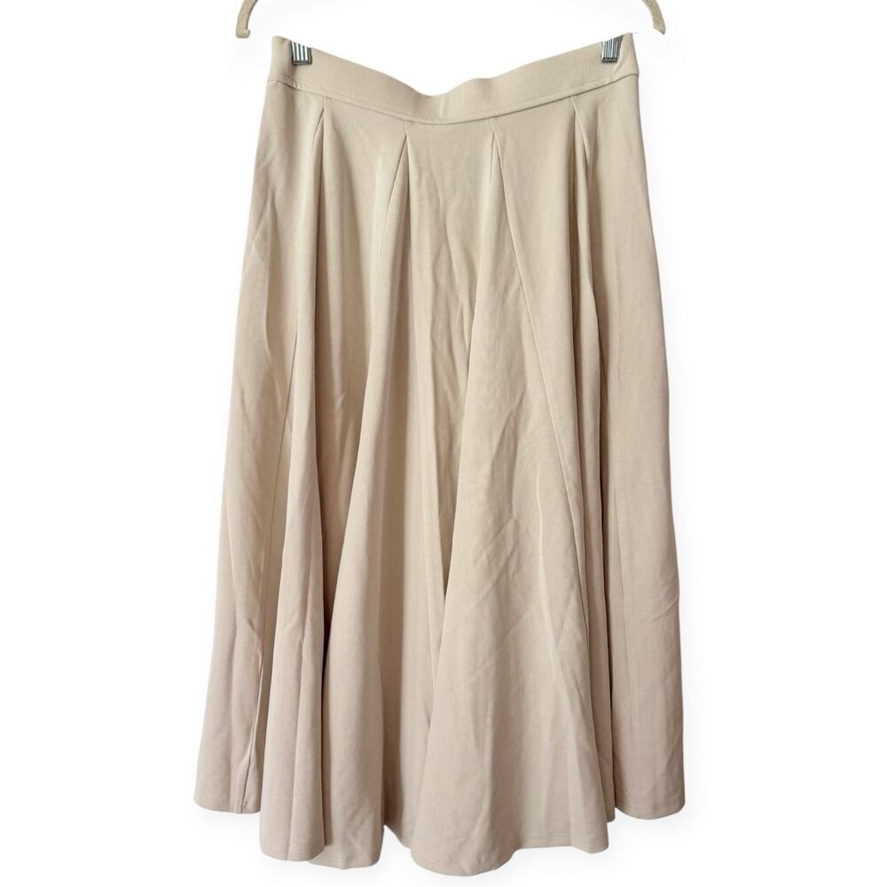 NWT OGL Sandwashed Lyocell Blend Volume Skirt Size Medium Fog Beige Pockets - Picture 5 of 9